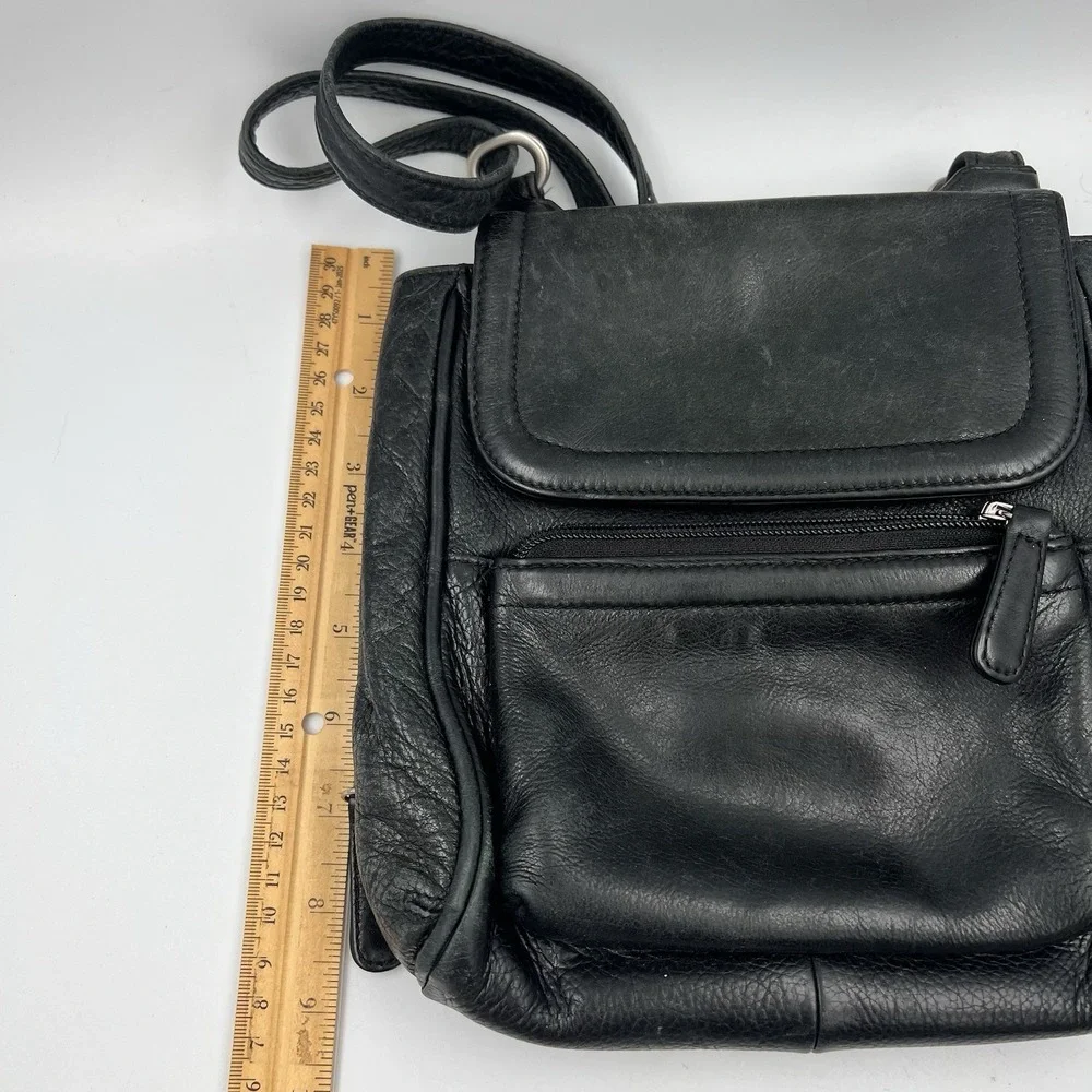 Osgoode Marley Crossbody Bag Organizer RFID Black Soft Leather Front Flap Purse
